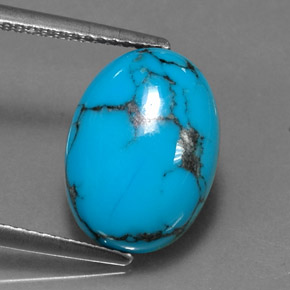 Turquoise Bleu naturelle Coupe ovale, 4.05 ct, Opaque