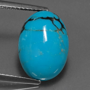 Turquoise bleue naturelle coupe ovale, 4,44 ct, opaque