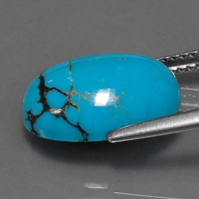 Turquoise bleue naturelle coupe ovale, 4,44 ct, opaque