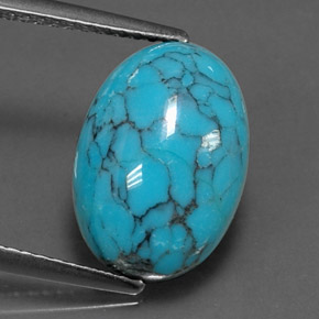 Turquoise Bleu naturelle Coupe ovale, 3.84 ct, Opaque