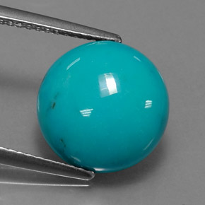 Turquoise bleue naturelle coupe roude, 4,17 ct, opaque