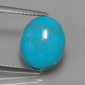 Turquoise bleue naturelle coupe ovale, 3,15 ct, opaque