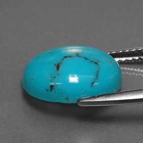 Turquoise bleue naturelle coupe ovale, 3,79 ct, opaque