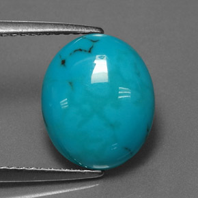 Turquoise bleue naturelle coupe ovale, 2,77 ct, opaque