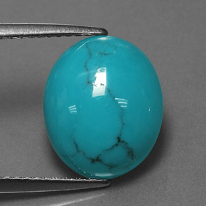 Turquoise bleue naturelle coupe ovale, 3,69 ct, opaque
