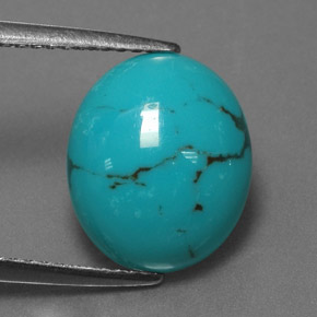 Turquoise bleue naturelle coupe ovale, 2,97 ct, opaque