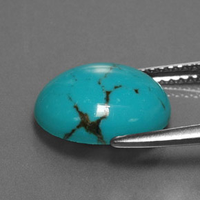 Turquoise bleue naturelle coupe ovale, 2,97 ct, opaque