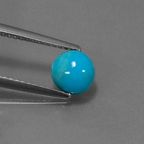 Turquoise bleue naturelle coupe roude, 0,85 ct, opaque