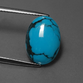 Turquoise bleue naturelle coupe ovale, 4,55 ct, opaque