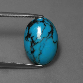 Turquoise bleue naturelle coupe ovale, 3,97 ct, opaque
