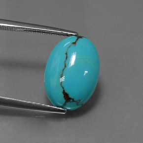 Turquoise bleue naturelle coupe ovale, 3,87 ct, opaque