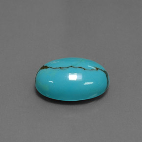 Turquoise bleue naturelle coupe ovale, 3,87 ct, opaque