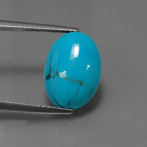 Turquoise bleue naturelle coupe ovale, 3,49 ct, opaque