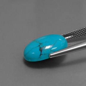 Turquoise bleue naturelle coupe ovale, 3,49 ct, opaque