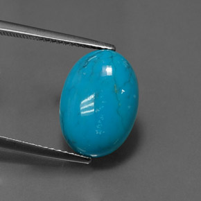 Turquoise bleue naturelle coupe ovale, 4,10 ct, opaque