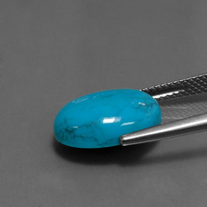 Turquoise bleue naturelle coupe ovale, 4,10 ct, opaque