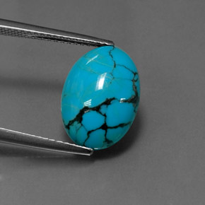 Turquoise bleue naturelle coupe ovale, 3,33 ct, opaque