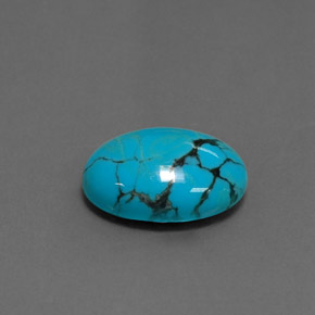 Turquoise bleue naturelle coupe ovale, 3,33 ct, opaque