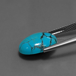 Turquoise bleue naturelle coupe ovale, 3,33 ct, opaque
