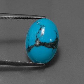 Turquoise bleue naturelle coupe ovale, 3,61 ct, opaque