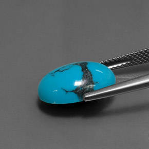 Turquoise bleue naturelle coupe ovale, 3,61 ct, opaque