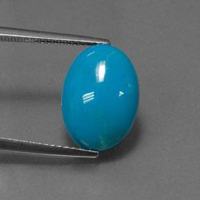 Turquoise bleue naturelle coupe ovale, 4,55 ct, opaque