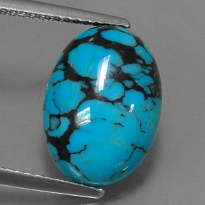 Turquoise bleue naturelle coupe ovale, 3,96 ct, opaque