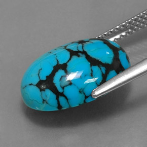 Turquoise bleue naturelle coupe ovale, 3,96 ct, opaque