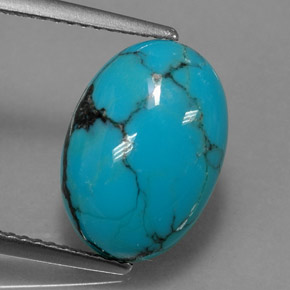 Turquoise bleue naturelle coupe ovale, 3,95 ct, opaque