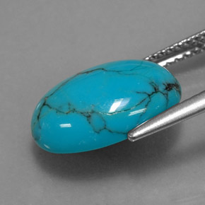 Turquoise bleue naturelle coupe ovale, 3,95 ct, opaque