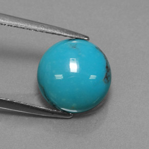 Turquoise bleue naturelle coupe roude, 3,02 ct, opaque