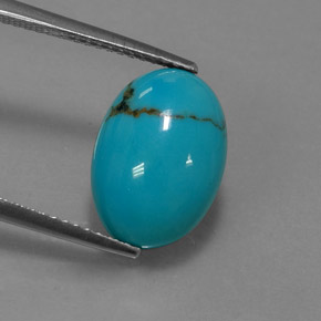 Turquoise bleue naturelle coupe ovale, 3,62 ct, opaque