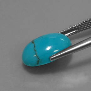 Turquoise bleue naturelle coupe ovale, 3,62 ct, opaque