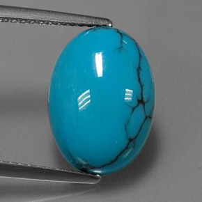 Turquoise bleue naturelle coupe ovale, 4,06 ct, opaque