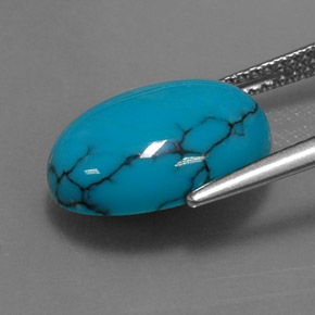 Turquoise bleue naturelle coupe ovale, 4,06 ct, opaque