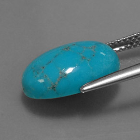 Turquoise bleue naturelle coupe ovale, 4,28 ct, opaque