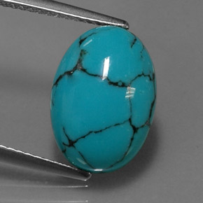 Turquoise bleue naturelle coupe ovale, 4,19 ct, opaque