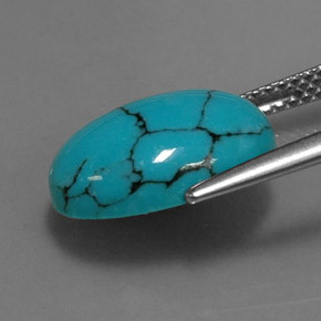 Turquoise bleue naturelle coupe ovale, 4,19 ct, opaque
