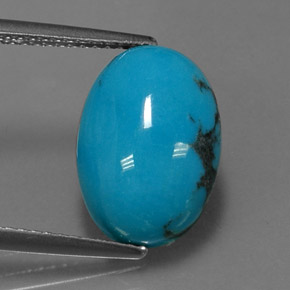 Turquoise bleue naturelle coupe ovale, 3,78 ct, opaque
