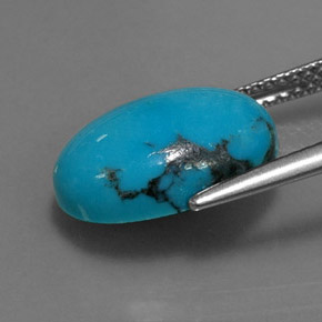 Turquoise bleue naturelle coupe ovale, 3,78 ct, opaque