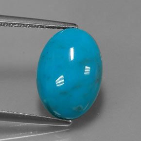 Turquoise bleue naturelle coupe ovale, 4,53 ct, opaque