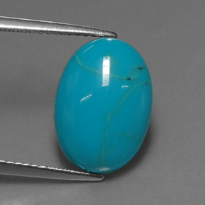 Turquoise bleue naturelle coupe ovale, 3,79 ct, opaque