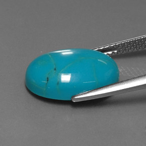 Turquoise bleue naturelle coupe ovale, 3,79 ct, opaque