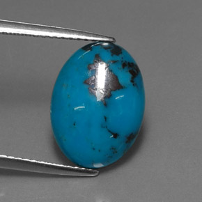 Turquoise bleue naturelle coupe ovale, 4,48 ct, opaque