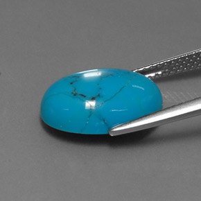 Turquoise bleue naturelle coupe ovale, 4,01 ct, opaque