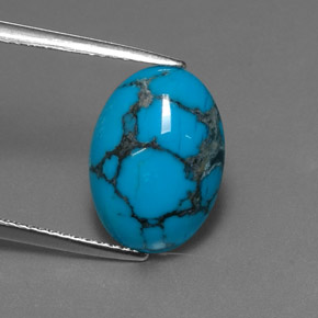 Turquoise bleue naturelle coupe ovale, 3,74 ct, opaque