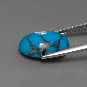Turquoise bleue naturelle coupe ovale, 3,74 ct, opaque