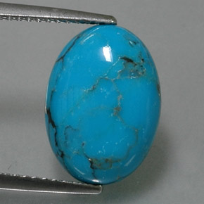 Turquoise bleue naturelle coupe ovale, 3,95 ct, opaque