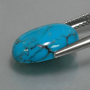 Turquoise bleue naturelle coupe ovale, 3,95 ct, opaque