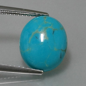 Turquoise bleue naturelle coupe ovale, 3,06 ct, opaque